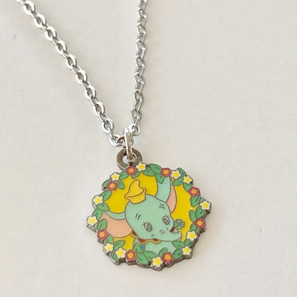 Vintage Disney Dumbo Elephant Charm Necklace 18" Disneyana Disneyland Stamped - Picture 5 of 8